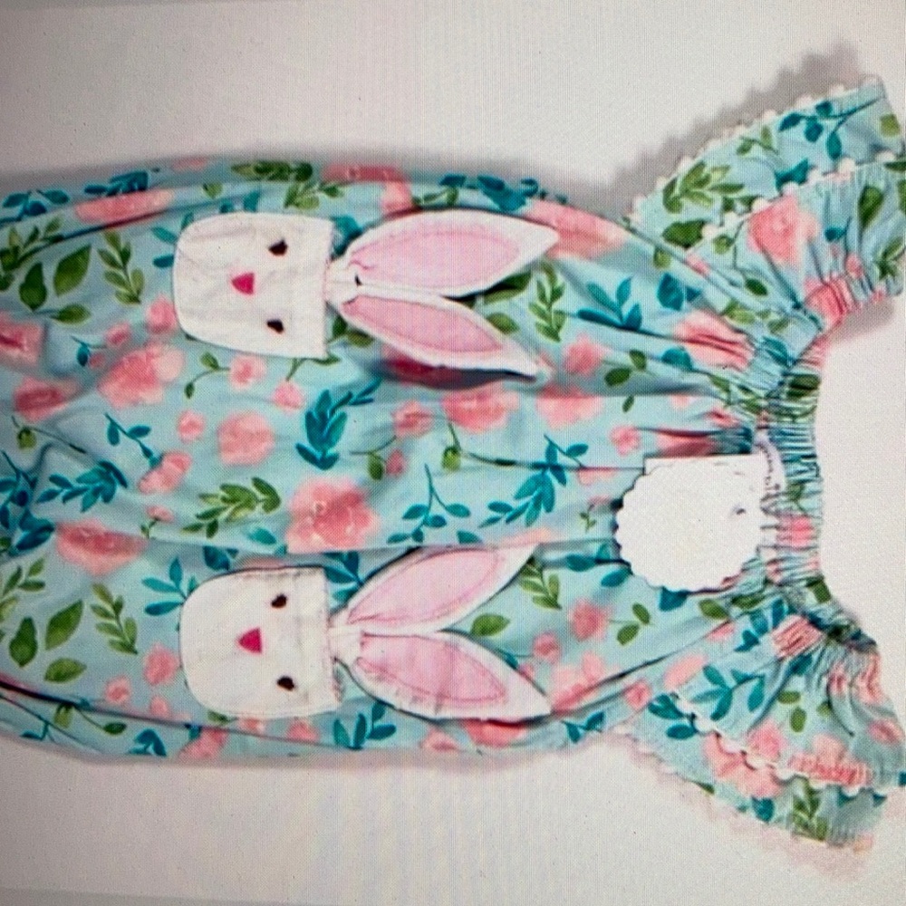 Easter floral rabbit pocket ruffle one piece